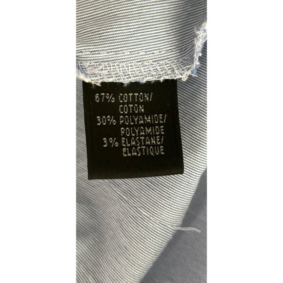 Lafayette 148 New York Petite Blue Pinstripe Collared Button-Front Blouse Size 2 - Picture 5 of 8